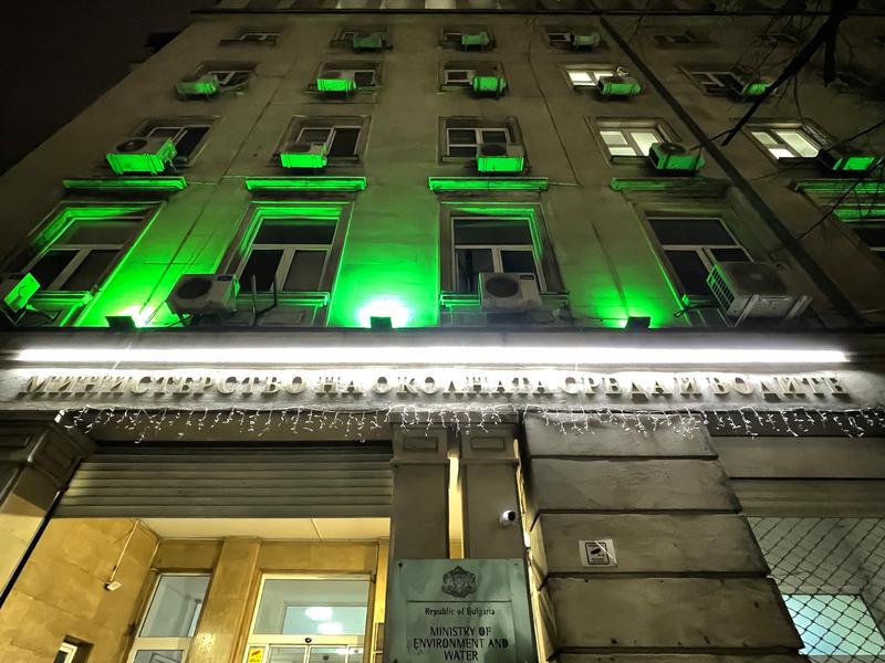 The MOEW building lit up in green color for St. Patrick’s Day - 2