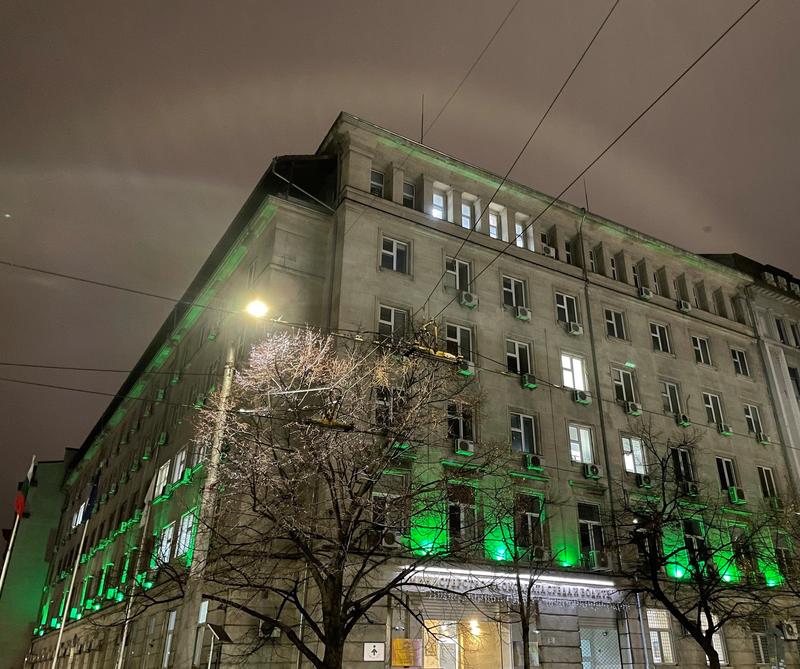 The MOEW building lit up in green color for St. Patrick’s Day - 01